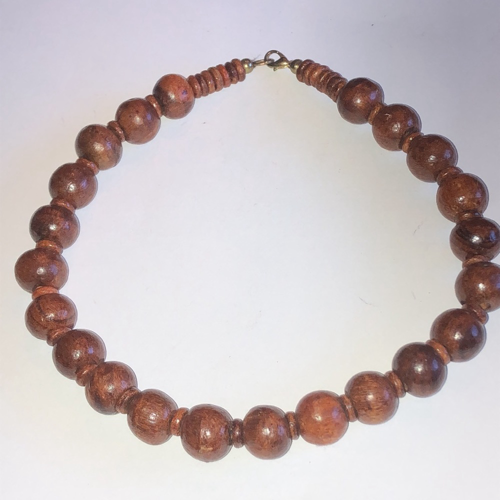 Vintage Brown Wooden Beaded Boho Necklace